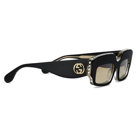 gucci black sunglasses with crystals|black gucci sunglasses.